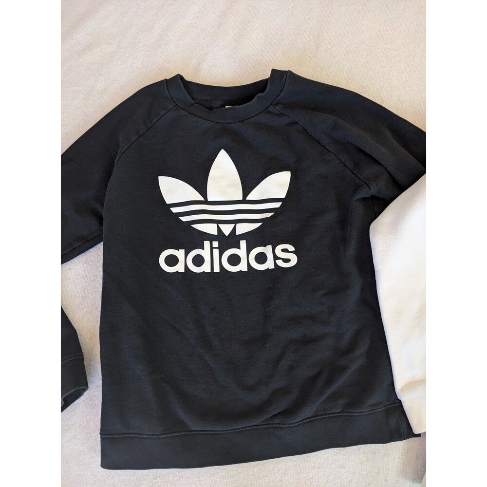 Adidas Women's Originals Trefoil 2 Set Crewneck Sweatshirts Black & White Large - Picture 5 of 7